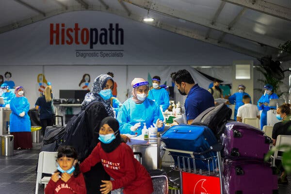A testing clinic at the Sydney airport in December.