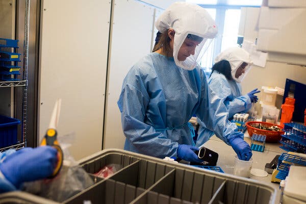 Coronavirus test samples being readied for processing and eventual genomic sequencing at Duke University.
