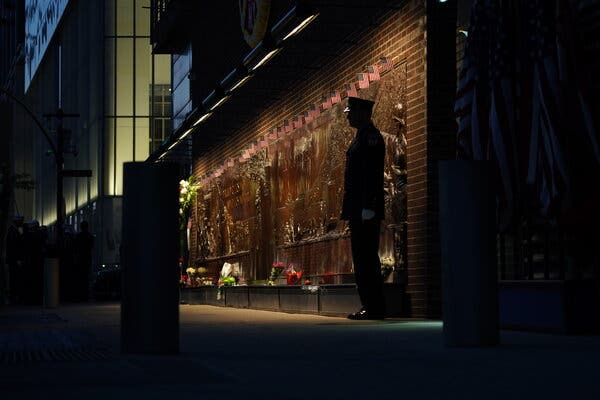 The New York City Fire Department Memorial Wall in Lower Manhattan.