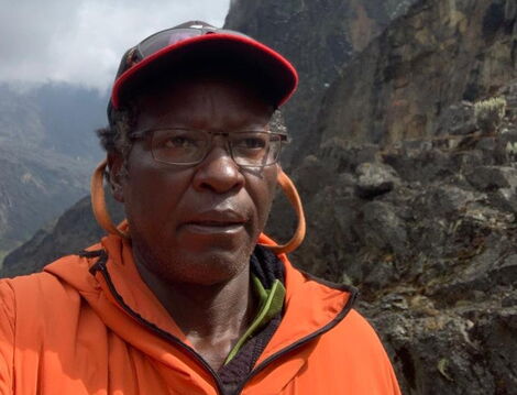File photo of James Kagambi during a moutain climbing expedition