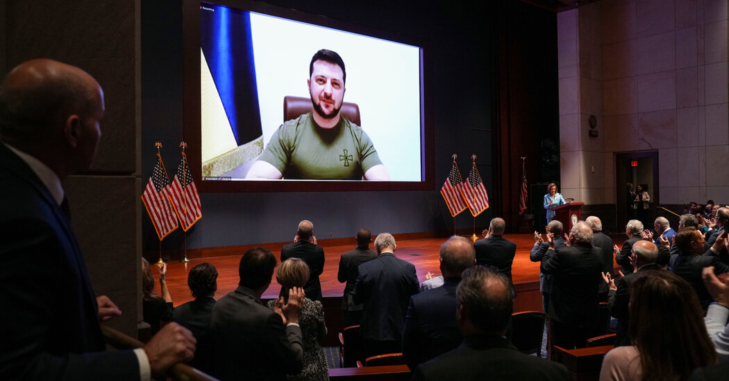 Zelensky Pleads for More U.S. Aid, Invoking America’s Darkest Days