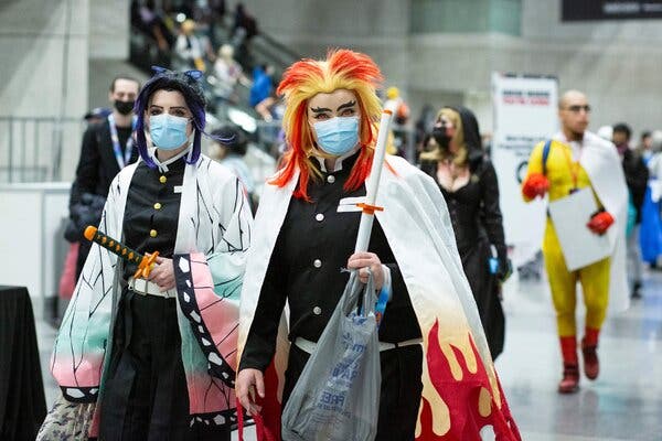 Costumed people at the Jacob K. Javits Convention Center in New York City on Nov. 20 for a three-day anime convention. It had begun the day before.