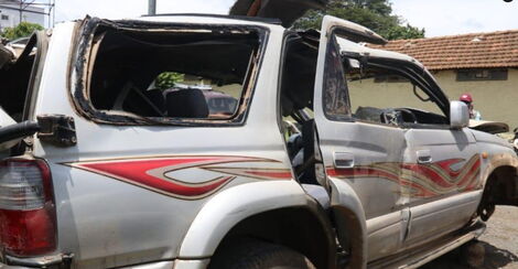 A side view of the vehicle that crushed along Ngong Road, near Dagoretti in Nairobi on February 20, 2022.