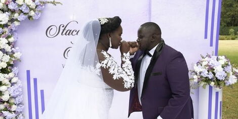 Stacey Kositany's and Sam Chelang'a during their weddingon March 19, 2022.