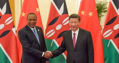 Kenyan President Uhuru Kenyatta (Left) and Chinese President Xi Jinping prior to a bilateral meeting in Beijing, China in 2018.