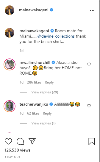 Mlete Nyumbani- Maina Kageni Told By Fans After Showing Off Female 'Room Mate' In Miami