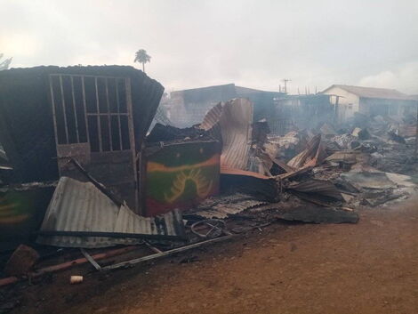 Damaged property after fire razed down Waka area in Nyeri