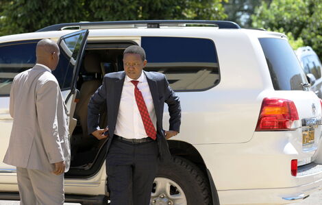 Machakos Governor Alfred Mutua pictured arriving at the Kenya School of Government (KSG) for a devolution meeting on February 20, 2020