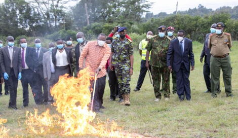 Uhuru Sets 5,000 Guns on Fire at Police Center [PHOTOS]