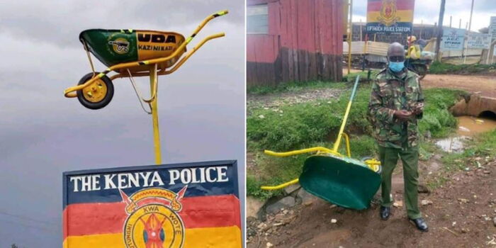OCS Acts After UDA Wheelbarrow Hoisted at Police Station