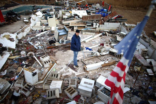 A house in Staten Island where only the foundation was left after a tidal surge from Hurricane Sandy in 2012.
