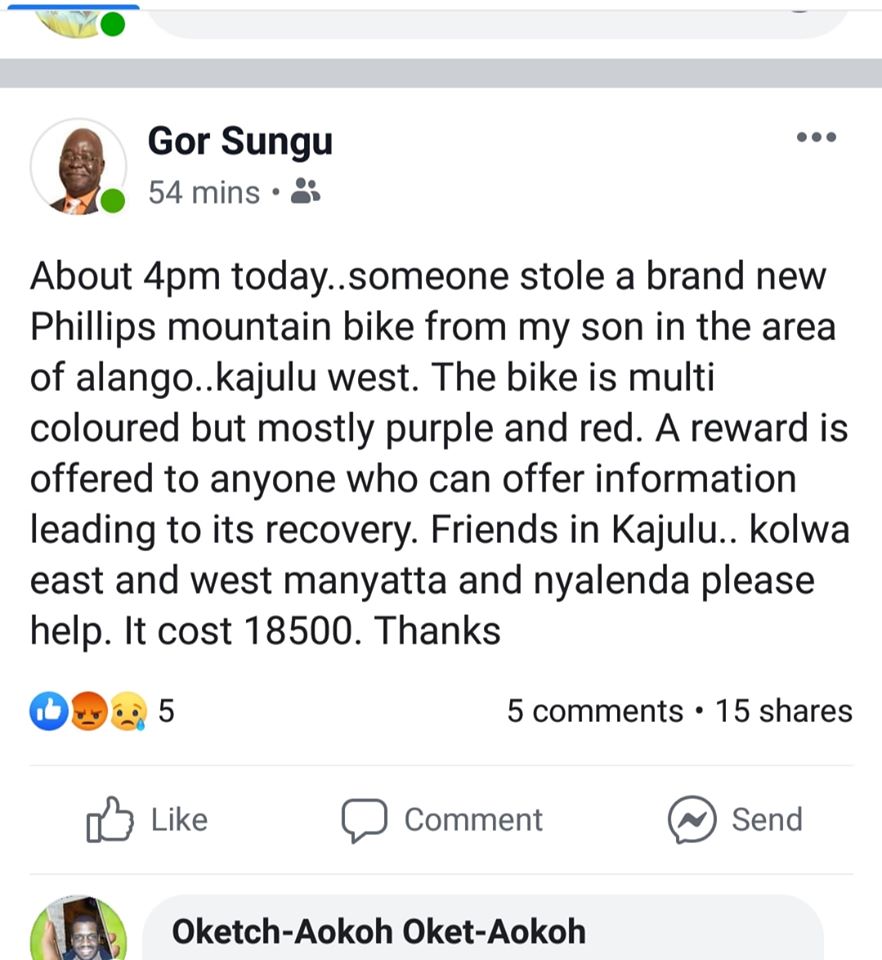 Broke ex-Nyanza MP cries over stolen family bicycle – Weekly Citizen
