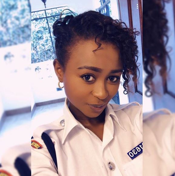 Kenya's Prettiest Cop Emma Brenda Delights in Shortage of New Police Uniforms