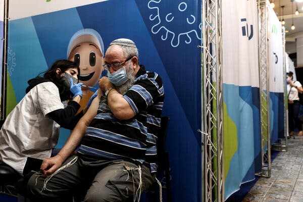 A man receives his third dose of the coronavirus vaccine in Jerusalem, on August 15th.