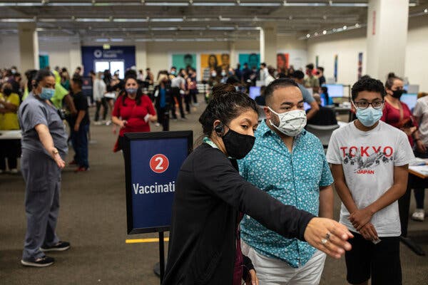 A vaccination site in San Antonio in May. In a statement on Twitter, Gov. Greg Abbott of Texas said he had issued an executive order “protecting Texans’ right to choose” whether or not to be vaccinated.