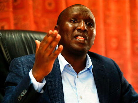 Kericho Senator Aaron Cheruiyot address the press in Parliament
