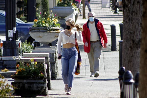 Downtown Lake Oswego, Ore., in early April. Oregon is lifting its indoor mask mandate for people who have been fully vaccinated against Covid-19.