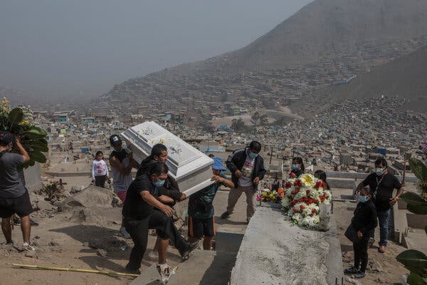 A Peruvian family buried a loved one who died of Covid-19 in Lima last month.