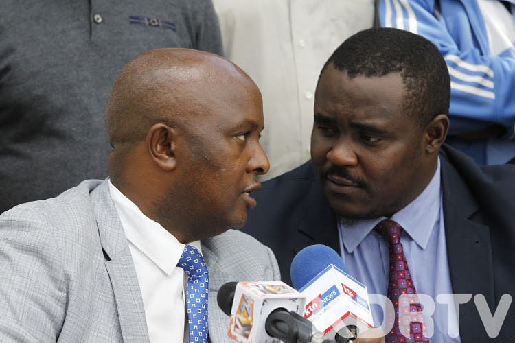 ANC nominated MP Godfrey Osotsi accompanied by Kakamega senator Cleophas Malala during a past press conference. PHOTO STANDARD