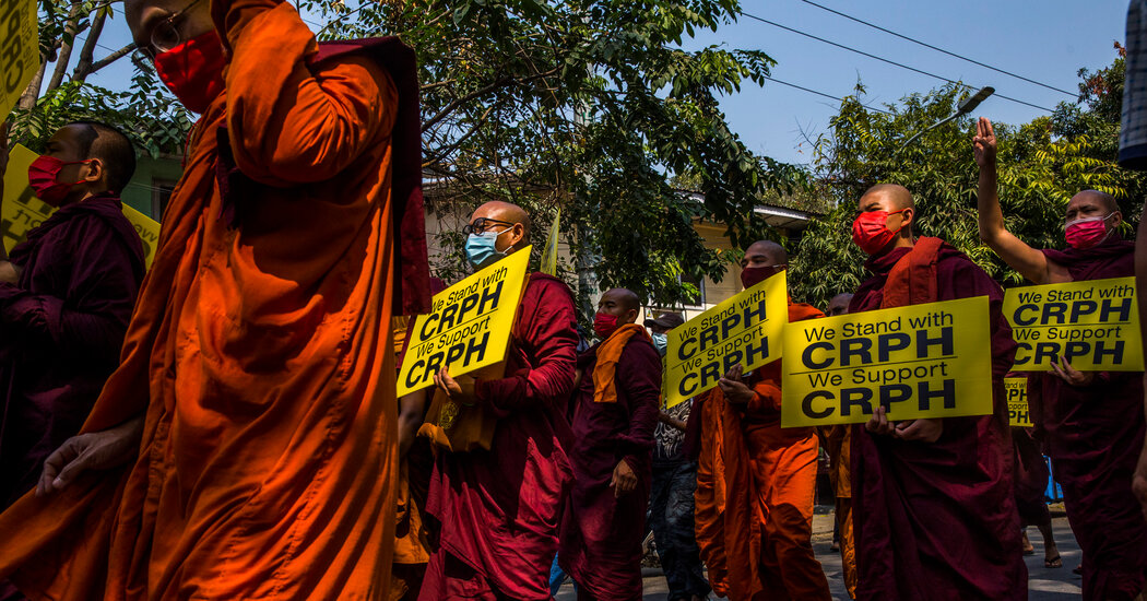 Myanmar’s Monks, Leaders of Past Protests, Are Divided Over the Coup