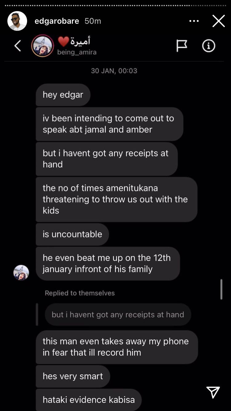 “Jimal threatened to have me killed” Amira opens up to blogger, Edgar Obare (screenshots)