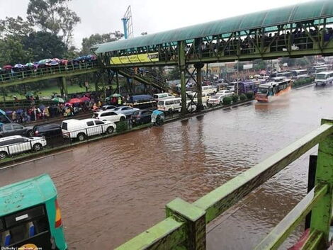 A flooded section of a highway in Nairobi.