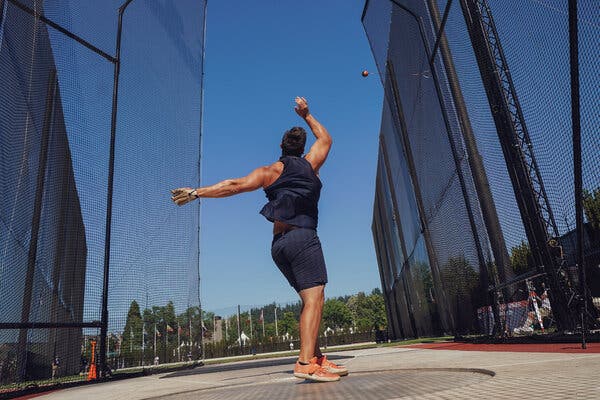 Rudy Winkler set an American record during the finals of the men’s hammer throw at the Track and Field U.S. Olympic Trials at Hayward Field in Eugene, Ore.