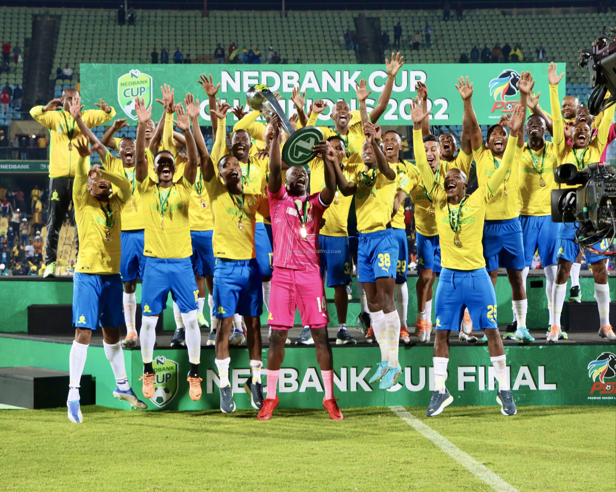 Drama as Brian Mandela's Mamelodi Sundowns complete South African clean sweep