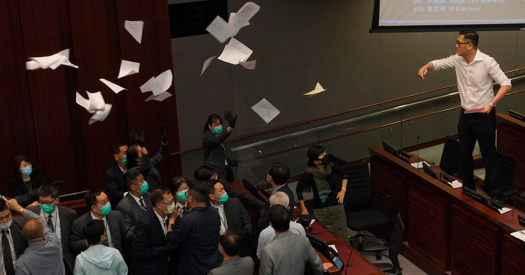 Hong Kong Legislators Brawl Amid Fears Over Widening Chinese Control