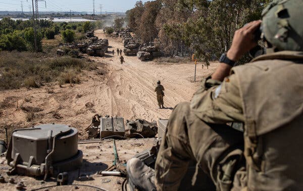 Israeli ground forces at the Gaza border on Friday.