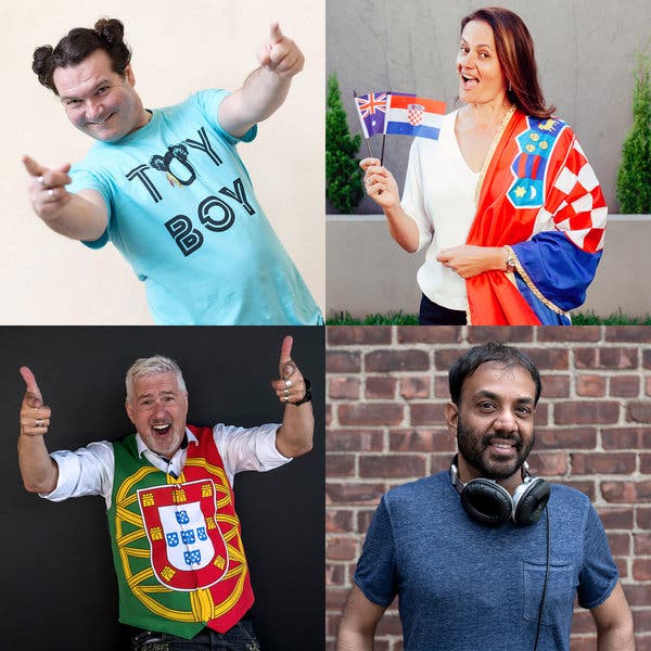 Dedicated followers of the Eurovision Song Contest, clockwise from top left: Frank Lochthove in Berlin; Maria Bresic in Sydney, Australia; Ricardo Mohammed in New York; and James Sheen, a Briton.