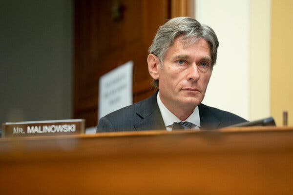 Representative Tom Malinowski at a House Foreign Affairs Committee hearing in September. He is under scrutiny for profiting from trading medical and tech stocks at the height of the pandemic last year.