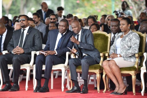 Joseph Lambert, center left, and President Jovenel Moïse of Haiti, center right, at a ceremony in Port-au-Prince, the country’s capital, in 2018.