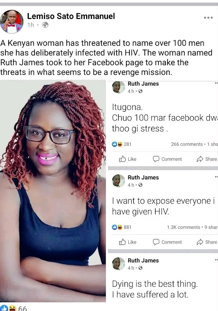 Ruth James Otieno, 35, ready to expose facebook men she infected with HIV PHOTO Ruth James Otieno, 35, ready to expose facebook men she infected with HIV PHOTO