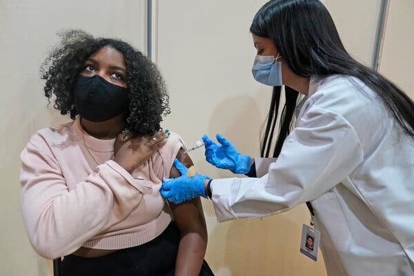 Keidy Ventura, 17, received a dose of the Pfizer coronavirus vaccine in West New York, N.J., last month.