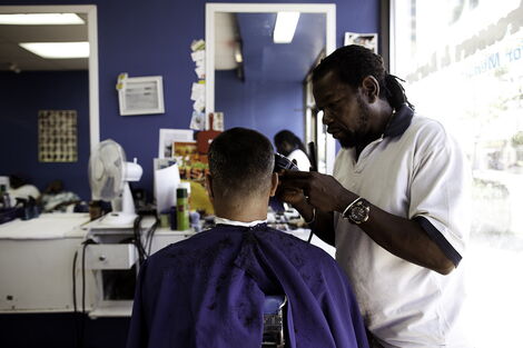 A barber at work