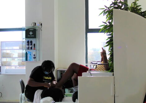 A client having a pedicure at Miss White Spa