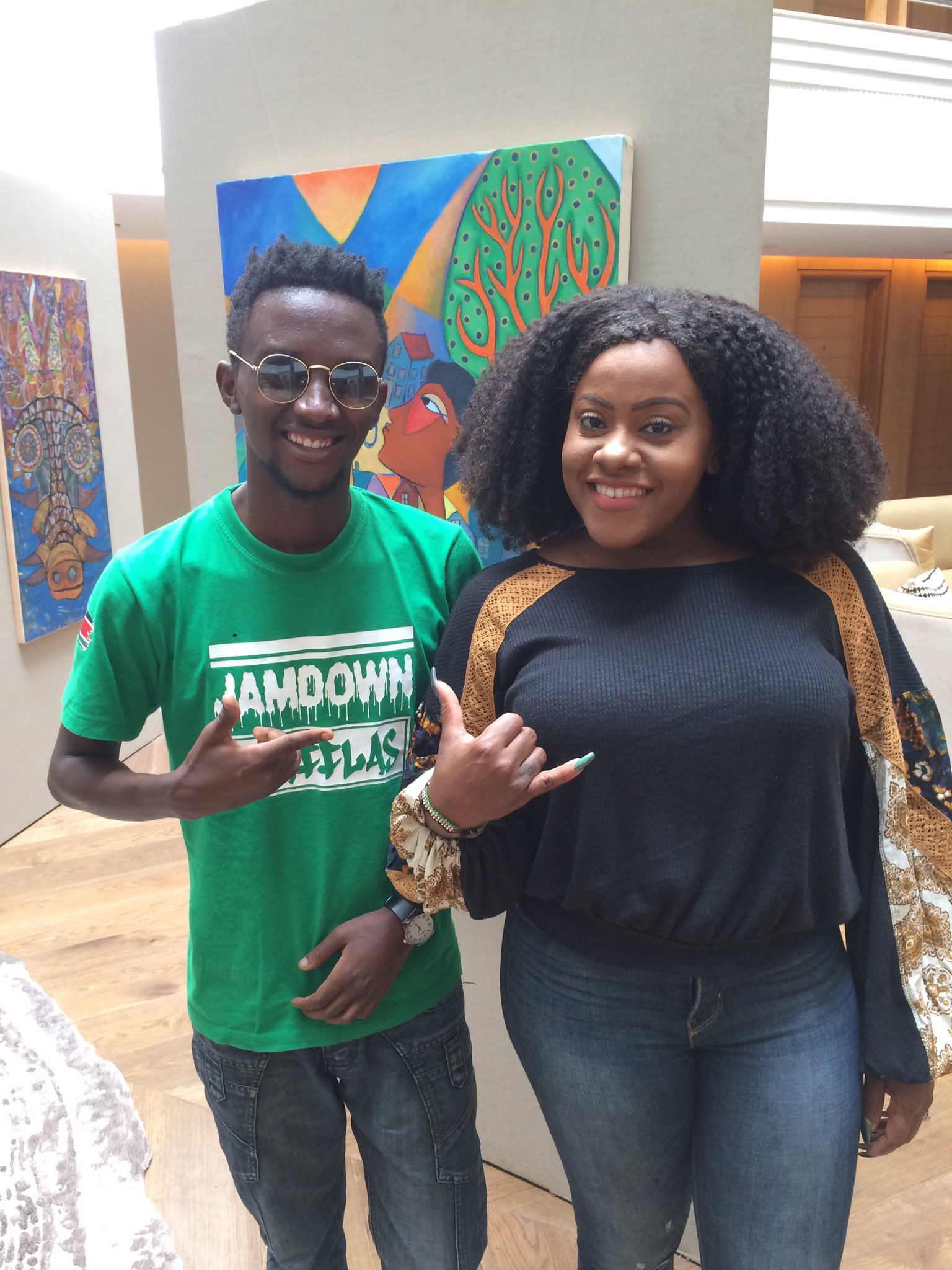 Michael alongside Jamaican artist Etana in 2019
