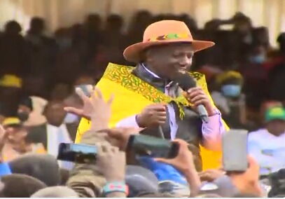 Deputy President William Ruto addresses residents of Ngong, in Kajiado County on December 3, 2021.