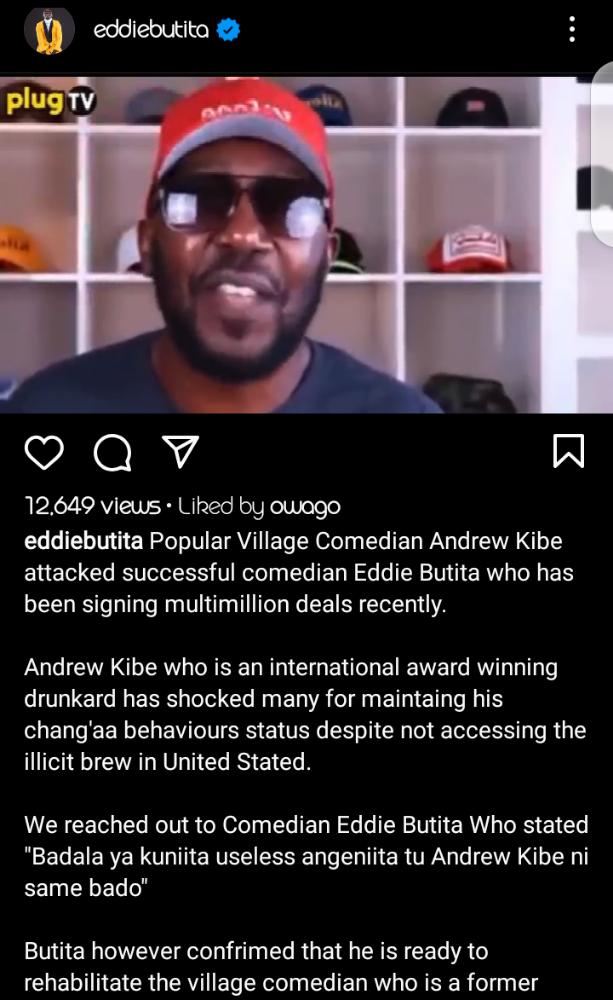 'Award Winning Drunkard'- Eddie Butita Throws Shade At Andrew Kibe For Criticizing Him