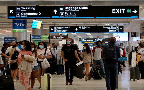 Increases in airfares — a key factor in inflation earlier this year — might begin to ease as the rise in Delta variant coronavirus cases keeps some travelers at home, economists expect.
