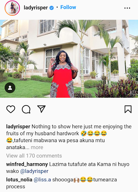 Socialite Risper Faith revealed that she and her wealthy husband, Brian mansion photo,