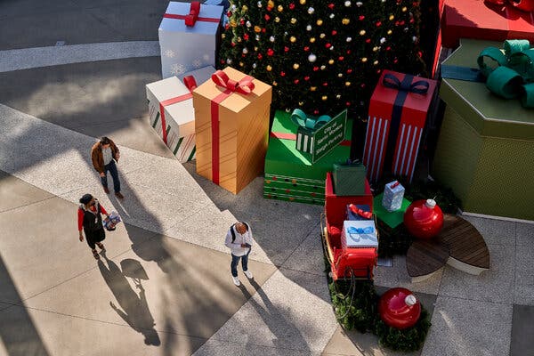 Shoppers at a mall in Santa Monica, Calif., earlier this month. High inflation has been sapping consumer confidence as people face down rising costs.
