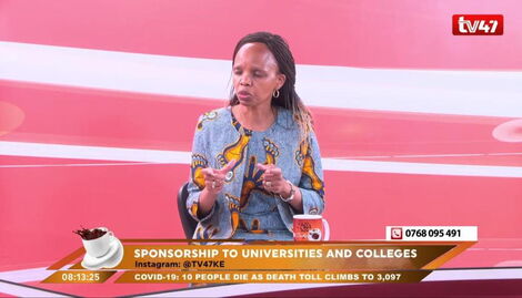 KUCCPS CEO Dr. Mercy Wahome in an interview with TV47 on May 27. TWITTER