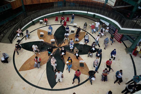 A vaccination center in Jakarta, the Indonesian capital, in June. Some countries are discovering that certain shots may not be as effective as others in preventing infections caused by variants.