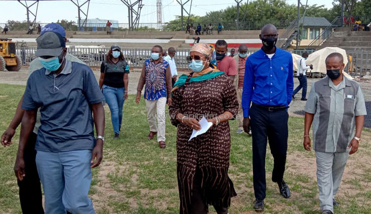 CS Amina touring the Jomo Kenyatta International Stadium. PHOTO/Ojwang Joe