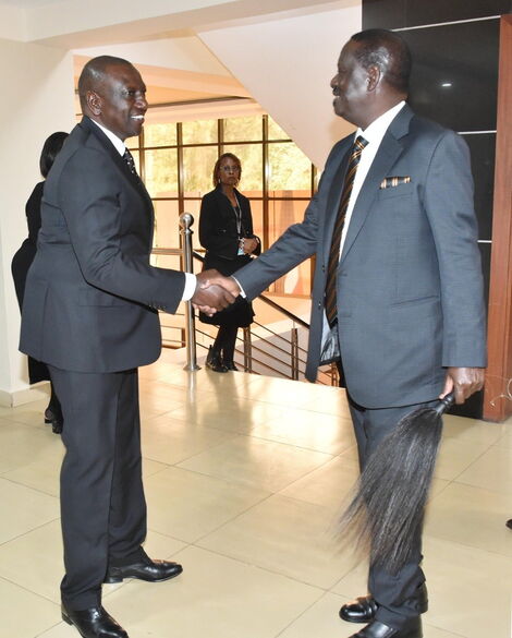 Ruto Sneaks Handshake Politics Into Kibaki's Funeral