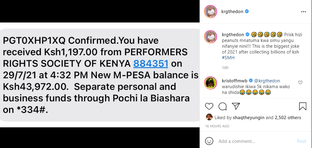 Mafala!- Willy Paul, KRG, Gabu In Rage After Receiving 'Peanut' Payments From PRISK (Screenshot)