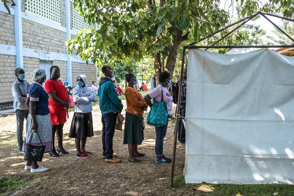 Lining up to register for a coronavirus test in Kisumu County, Kenya, this month. Hospitals in the area have been stretched, causing the authorities to impose a partial lockdown and extend an overnight curfew.