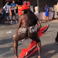 Take a sip and quench your thirst-Well endowed lady says as she puts on a show-Men are salivating (WATCH)
